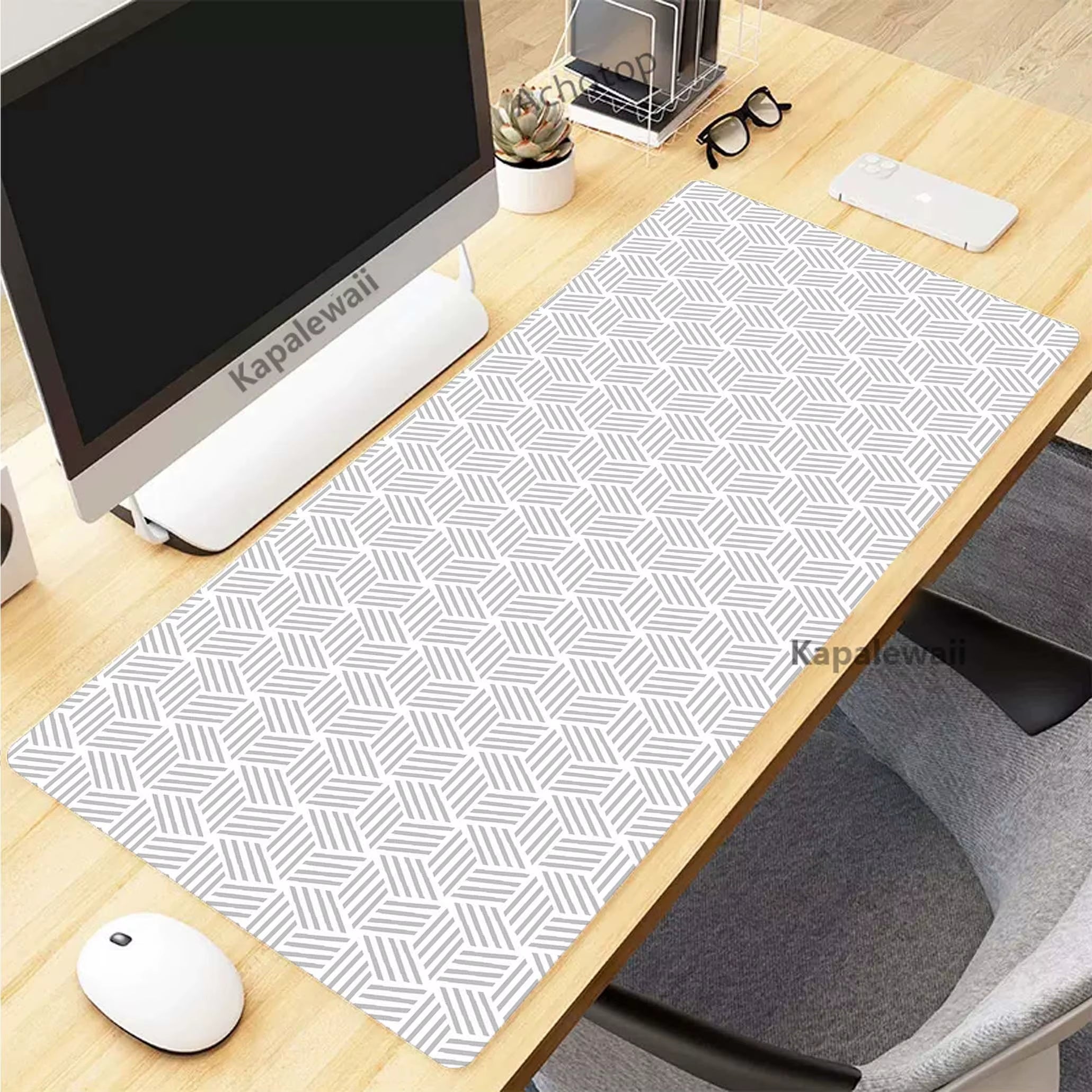 Elevate Your Gaming Experience with the Black and White Topographic Map XXL Mouse Pad - Premium Rubber Keyboard Mat for Ultimate Precision