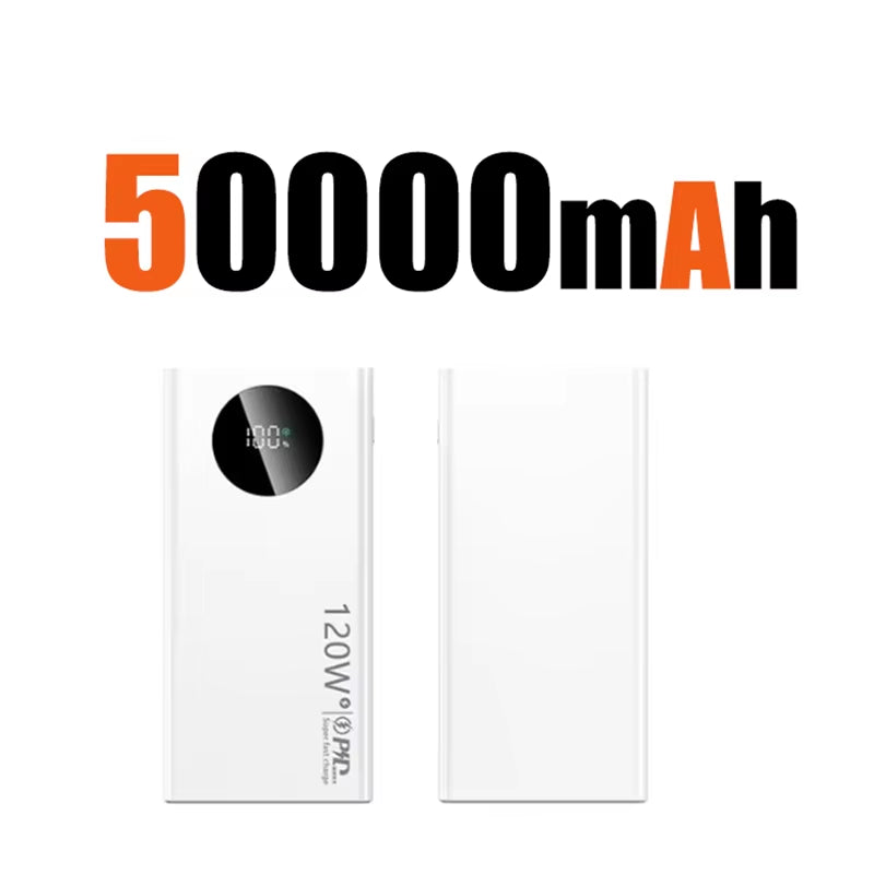 Unleash Power Anywhere: 120W 50000mAh High Capacity Power Bank for Fast Charging Your Devices - Perfect for iPhone, Samsung, and Huawei!