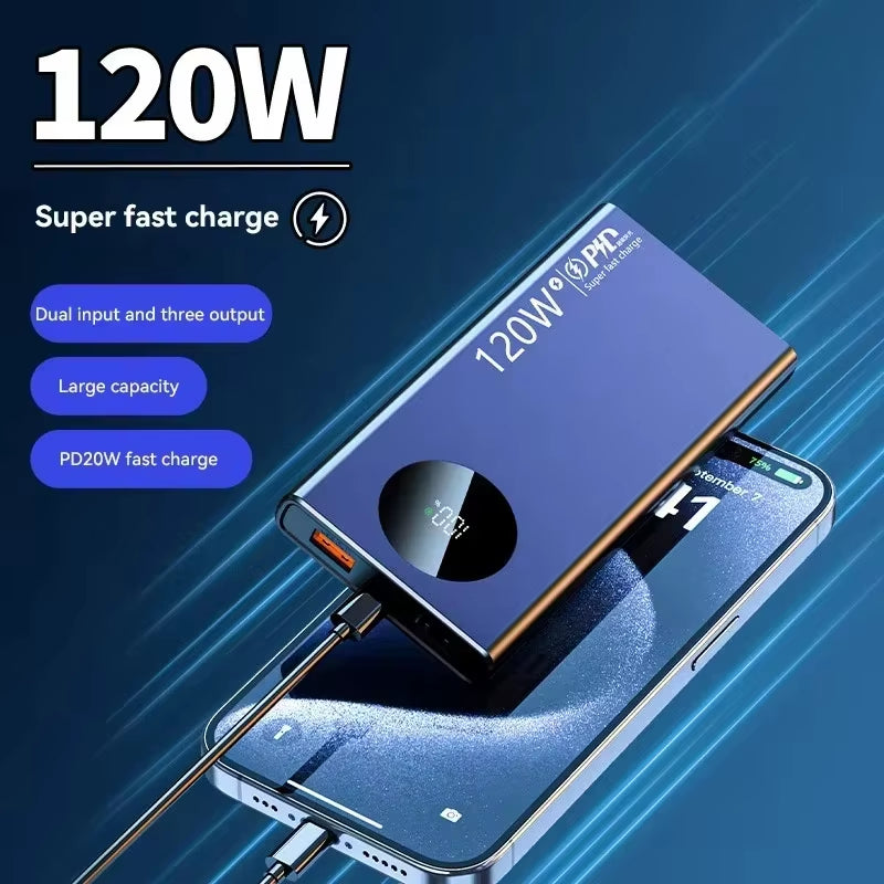 Unleash Power Anywhere: 120W 50000mAh High Capacity Power Bank for Fast Charging Your Devices - Perfect for iPhone, Samsung, and Huawei!
