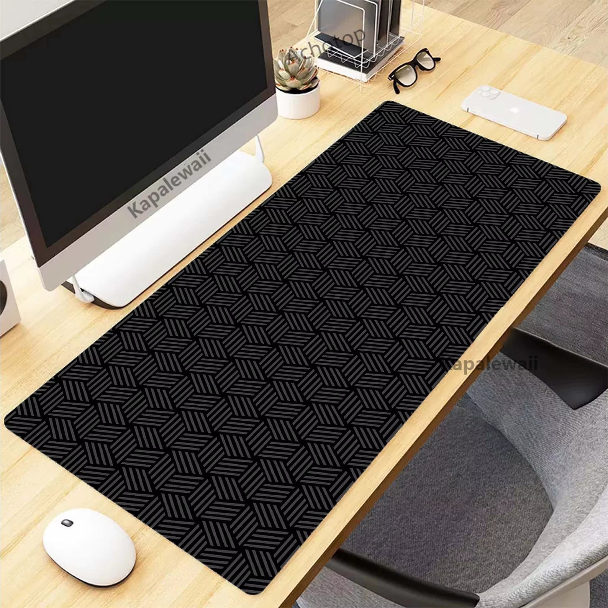 Elevate Your Gaming Experience with the Black and White Topographic Map XXL Mouse Pad - Premium Rubber Keyboard Mat for Ultimate Precision