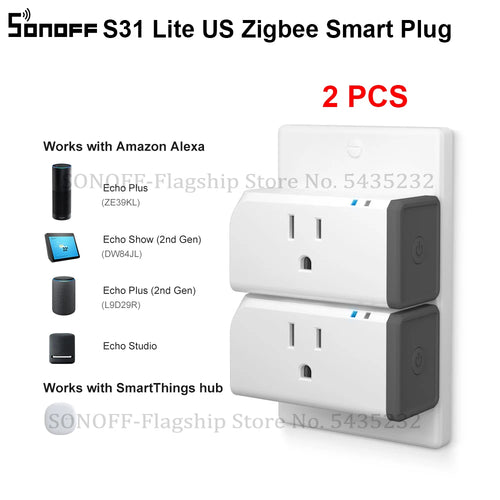 Enhance Your Smart Home with 1/2PCS Itead S31 Lite US Smart Zigbee Socket Plug - Voice Control Compatible with Alexa and SmartThings Hub